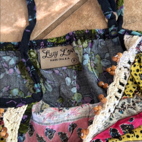 Lucy Love Camisole Crop Top in Yellow and Pink - Picture 2 of 4